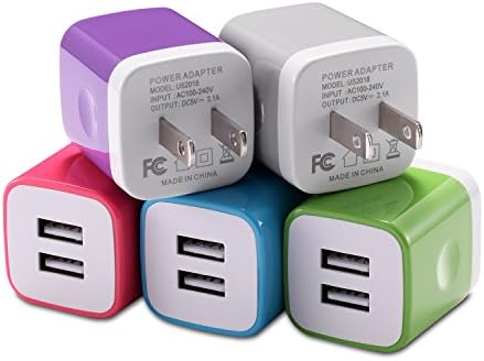 iPhone Wall Charger, STELECH USB Plug 5-Pack 2.1A Universal Home Travel Dual USB Wall Charger for iPhone 7 Plus/ 7 / 6S / 6 Plus / 5S, iPad, Samsung, Nexus, LG, HTC, Android Phone and More