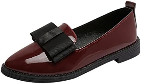 WOCACHI Women Shoes Casual Classic Women Flat Oxford Shoes with Pointed Toe Butterfly-Knot