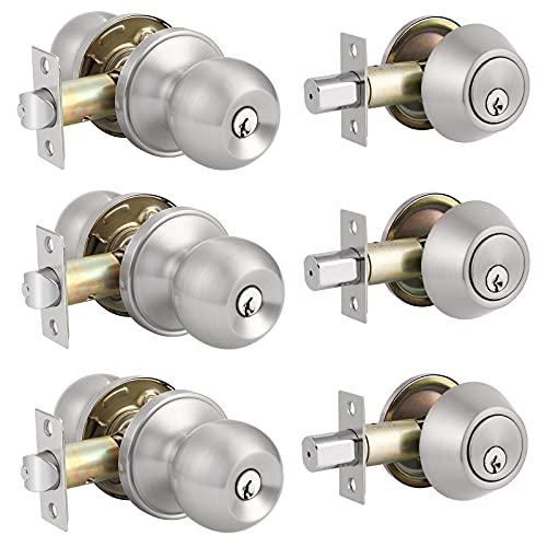 Knobonly All Keyed Same Entry Door Knobs with Single Cylinder Deadbolt