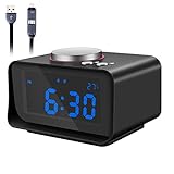 Alarm Clock Radio, Fywonder Digital Alarm Clock, Dual USB Charging Port, Indoor Thermometer, AUX-in Speaker, Brightness Dimmer Night Light, Snooze and Dual Alarm for Office, Travel, Hotel, Bedroom