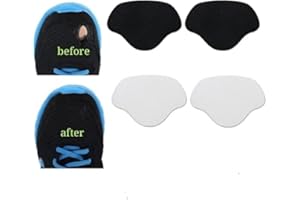 Sneaker Repair Patches, Self-Adhesive Shoe Hole Prevention Inserts for Toe and Heel, Black and White, 2 Pairs