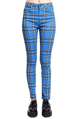Tripp Nyc Plaid Skinny Jeans Tripp Womens High-Waist Blue Plaid