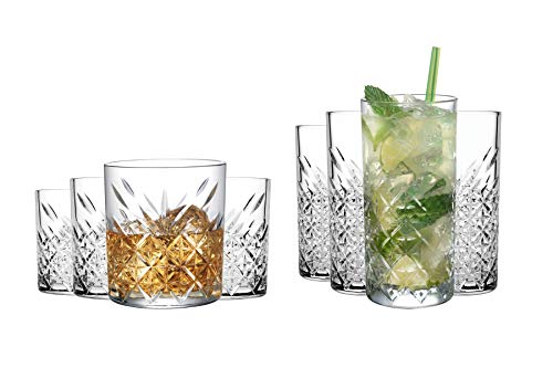 Pasabahce Glas Cocktailgläser 4x Whisky Gläser (250ml) und 4x Longdrink Gläser (250ml) als Set | für einen wunderbaren…