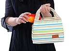 Trexee Thermal Insulated Lunch Box Tote Cooler Bag Stripe Bento Pouch Green