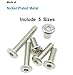 binifiMux 100pcs M6x15mm/20mm/25mm/30mm/35mm Rivet Countersunk Hex Socket Cap Bolts and Hex Head Barrel Nuts Assortment Kit for Furnitures Cribs Chairs, Nickel Plated