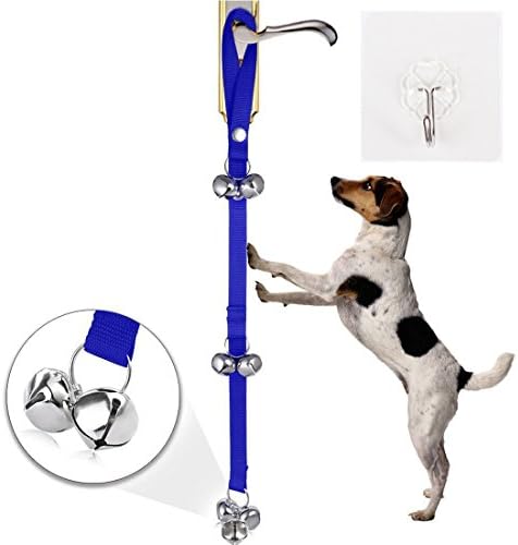 Pet Tinkle Bells Dog Doorbells Jingle bells House training Doggy Door Bells for Potty Training Free Wall Hook Blue