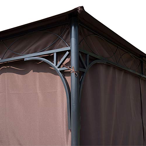 Outsunny Luxus Pavillon Gartenpavillon Partyzelt Festzelt Gartenzelt braun 3x3 m – Bild 7