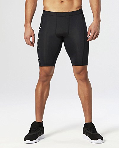 2XU Men's HYOPTIK Compression Shorts, Black/Silver Reflective, X-Large - Thumbnail 2