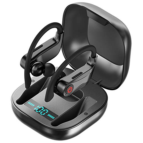 Wireless Earbuds, Bluetooth Headphones True Wireless in Ear Sports Earphones with Microphone, Mini Stereo Running Headset with Earhooks Charging Case for iPhone 11 Pro Max XS Samsung Android & More