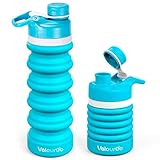 Valourgo Collapsible Water Bottle - BPA Free Silicone Foldable Water Bottle for Travel, Sports,Outdoor and Gym, 20 oz