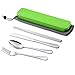 Tableware Storage Box Case with Net Bag for Flatware Chopsticks Spoon Fork in Camping Travel Picnic Office (green)