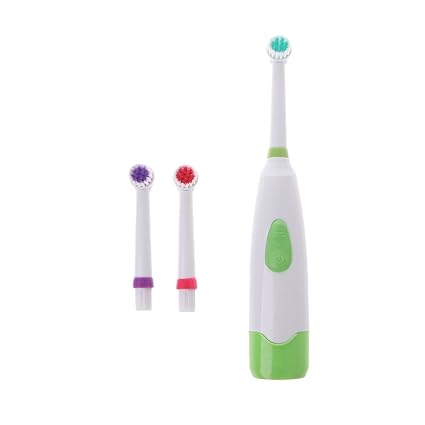 Lazder - Cepillo de dientes eléctrico (impermeable, giratorio, para niños, con 3