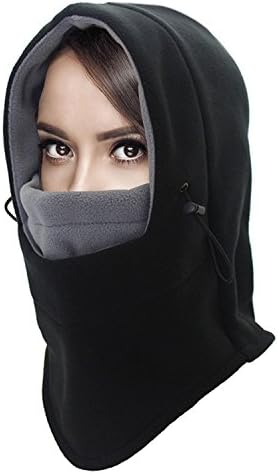 Gutapo Heavyweight Balaclava Ski Face Mask Fleece Hood Men Women Kids Outdoor Cold Weather Windproof, Black & Grey