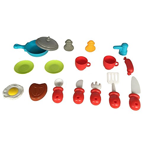 Kitchen Playset Toys Pretend Play Kit Set Role Play with Plastic Carry Box Utensils knife for Kids Toddlers Girls Boys 3 4 5 6 Years Old