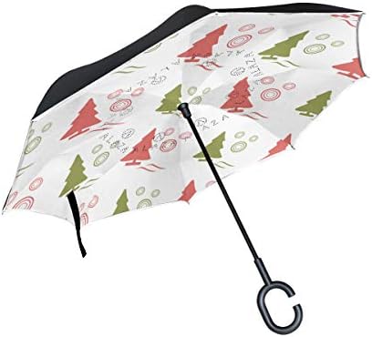 Happy New Year 2020 And Merry Christmas Double Layer Windproof UV Protection Reverse Umbrella With C-Shaped Handle Upside-Down Inverted Umbrella For Car Rain Outdoor