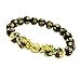 Pi Xiu Bracelet,Haluoo Lucky Black Natural Stone Beaded Bracelet With Gold Pi Xiu/Pi Yao Charms Attach Wealth And Good Luck Healing Color Changing Brave Troops Bracelet For Men (Multicolor)thumb 1