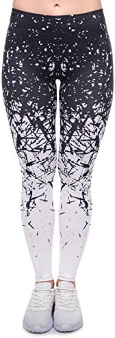 PINK PLOT Basic Printed Leggings Patterned High Elasticity Pants for Women Girls One Size-Fit XS-L White Black Element