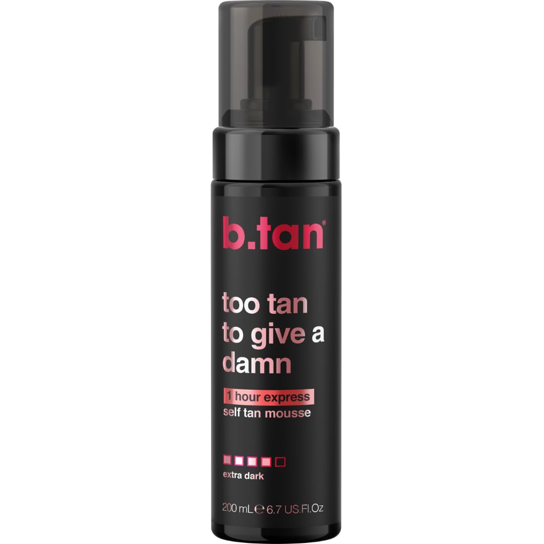 b.tan Ultra Dark Self Tanning Mousse | Too Tan - 1 Hour Instant Express Bronzing Foam, No Fake Tan Smell, Best Tinted Sunless Tanner, Face & Body, Australian Glow, No Orange Tones, 200ml