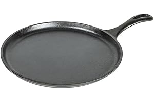 Lodge 10.5" Cast Iron Round Griddle - Bilingual, Black (L9OG3INT)