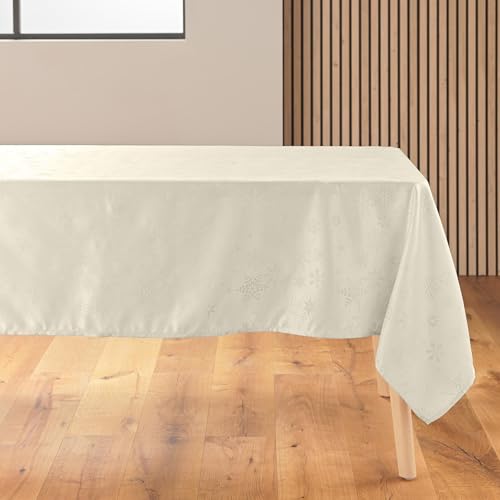 , Tischdecke, rechteckig (140 x 240 cm) natürliche Schneeflocken, Jacquard
