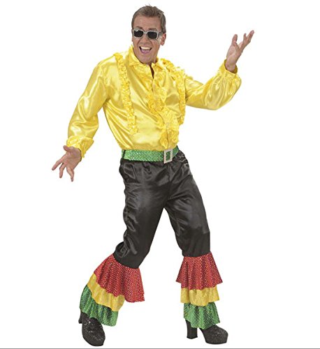 xL Black Satin Pants withSequins Belt - Mens Costume Extra Large for 70s Travolta Night Fever Theme Fancy Dress