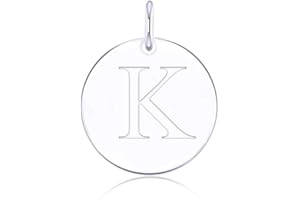 LGSY 925 Sterling Silver Mini Initial Disc Round Charm Pendant for Women Jewelry