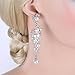 EVER FAITH Women's Austrian Crystal Cream Simulated Pearl Bridal Vine Dangle Earrings Clear Silver-Tone