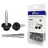 #10 x 1 Inch Metal Roofing Screws, Black Hex Head