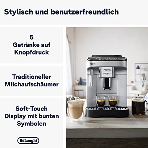 De’Longhi Magnifica Evo - Perfetto Kaffeevollautomat mit klassischem Milchaufschäumer, 4 One-Touch-Getränke, Cappuccino, Espresso Kaffeemaschine, Soft-Touch-Bedienfeld, Silber (ECAM292.33.SB) thumbnail 2