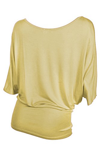 YMing Women's Sequin Plus Size Casual Batwing Sleeve T-Shirt Tunic Tops Yellow M - Thumbnail 3