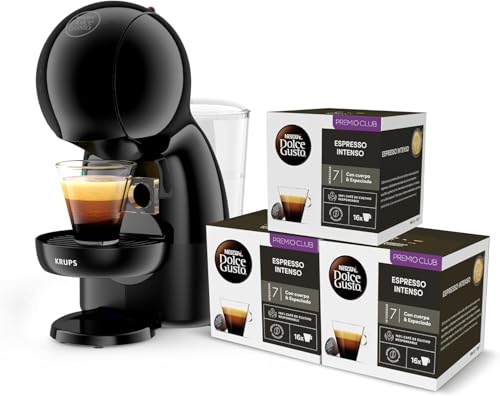 Nescafé Dolce Gusto Piccolo XS, Cafetera de cápsulas de 15 bares, 0,8L capacidad, Espuma Cremosa y Calentamiento Rápido en 40s, Modo eco, Color negro, Incluye 3 packs de café, KP1A3BCAS