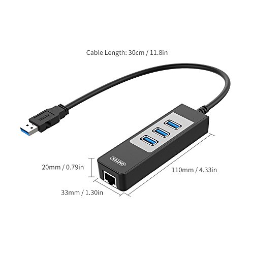 image for Unitek 3 Port USB 3.0 Hub with Ethernet RJ45 10/100/1000 Gigabit Netwo
