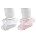 Epeius Baby-Girls Newborn Eyelet Frilly Lace Socks Princess White/Pink (Pack of 2)