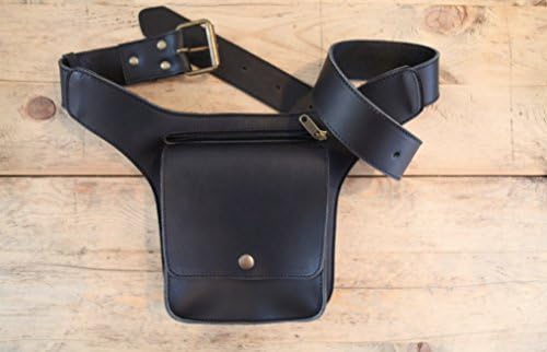 Brown Leather FANNY PACK // Mens Leather Belt Bag // Leather Hip Pouch unisex // Black Pouch Belt for men // Bum Bags &amp; Fanny Packs SQUARE