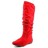 Qupid Women's Neo144 Leatherette Basic Slouchy Knee High Flat Boot