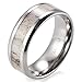 SHARDON Men's 8mm Beveled Edge Titanium Wedding Ring with Real Deer Antler Inlay