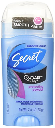 Secret Outlast & Olay for Women, Antiperspirant Deodorant, Smooth Solid, Protection Powder, 2.6 Oz (Pack of 3)