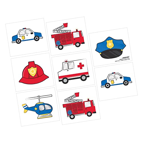 First Responders Tattoos - - 2" x 1 3/4" (Pack of 8) - Vibrant Assorted Paper D…