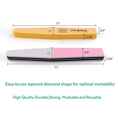 Nail Files and Buffers Set,Tapered Diamond Professional Manicure Tools Kit by Kimkoo, 180/100 Grit Emery Board Nail Files and 2 Sided Buffers block,Great For Natural Nails and Acrylic Nails - Thumbnail 6