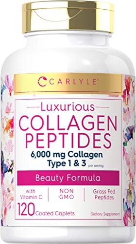 Collagen Peptides 6000 Mg 120 Caplets Type 1 And 3 With Vitamin C Grass Fed Non Gmo Gluten Free Pill Supplement Carlyle Sg Health Household Personal Care Collagen Peptides 6000 Mg 120 Caplets Type 1 And 3 With Vitamin C Grass Fed Non Gmo Gluten Free Pill Supplement Carlyle Sg Health Household Personal Care