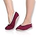 Pembrook Ladies Cable Knit Slippers - Cherry - Medium (7-8) - Ballet Style with Non-Skid Sole - Faux Shearling Lining and Suede Sole - Great Plush Slip On House Slippers for adults, women, girls