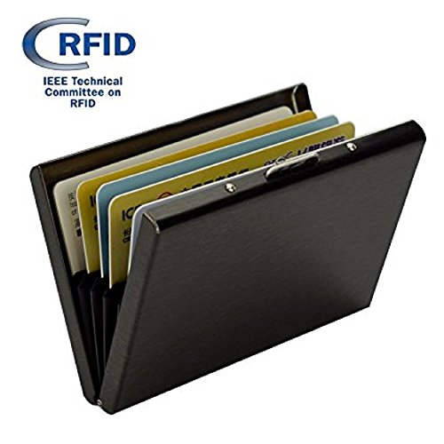 ANSSOW RFID Blocking Card Holder Case for Men and Women, Safe and Secure Protection for Travel or Business, Includes slots for credit cards and driver license, Slim Stainless Steel Metal Wallet