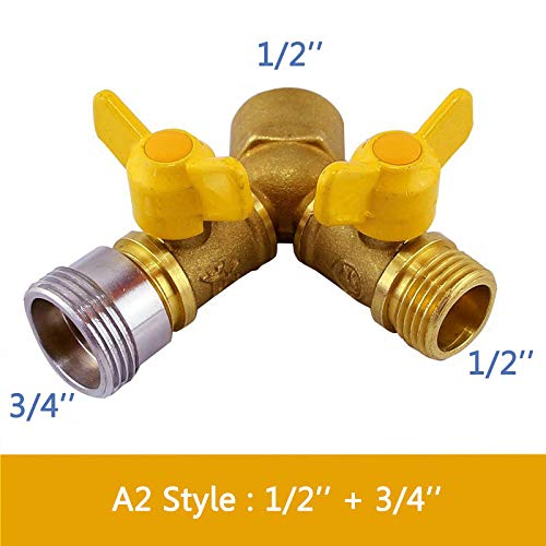 Generic 2 Way Garden Hose Splitter Y Ball Valve Connector Outdoor