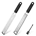 Lemon Zester & Cheese Grater (2 Piece Set) - LEMCASE Kitchen Tools and Gadgets for Citrus Chocolate Ginger Fruit Vegetable, Silicone Grips, Stainless Steel Blades with Protective Cover, Black