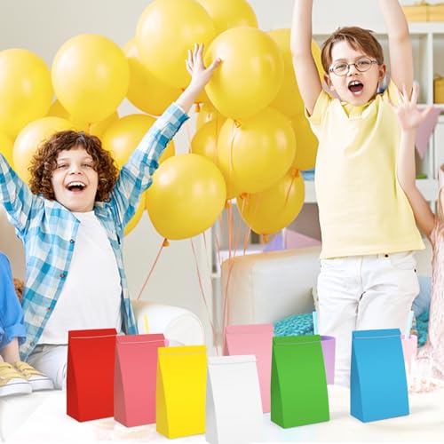 JOHOUSE 24PCS Party Favor Paper Bags, 8 Colors Gift Bags with Stickers Treat Bag Goody Bags for Wedding Birthday Baby Shower