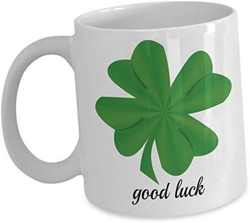 Four Leaves Green Clover Good Luck Coffee Mug - Unique Birthday Gift For Men or Women - For Him or Her Mom Dad Kids Son Daughter Husband Wife Boss Friend - St Patrick’s Day Shamrock