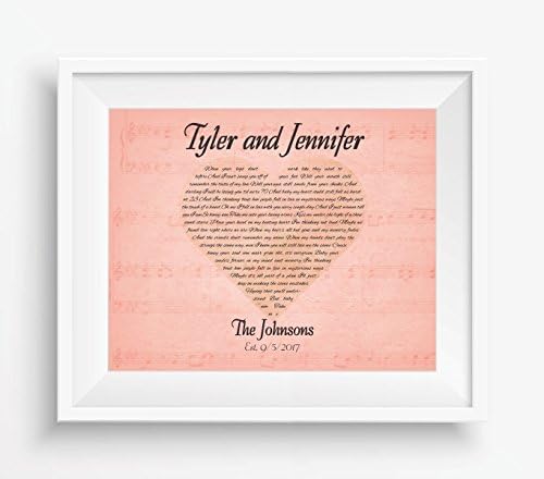 Personalized 2nd Cotton Anniversary Gift for Him or Her, Wedding Vows Wall Art, First Dance Song Lyric Art Print, Gifts for Husband and Wife