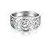 BORUO 925 Sterling Silver Ring, High Polish Tarnish Resistant Comfort Fit Victorian Leaf Filigree Vintage Style Ring