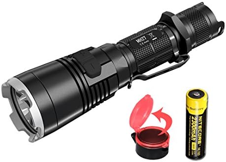 Nitecore MH27 1000 Lumens Compact Hunting LED Flashlight with Rechargeable 18650 Battery, Flip-to-Side Red Filter, and Lumen Tactical Adapters
