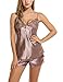 Avidlove Women Lingerie Sleepwear Pajamas Short Sets Satin chemises Coffee S